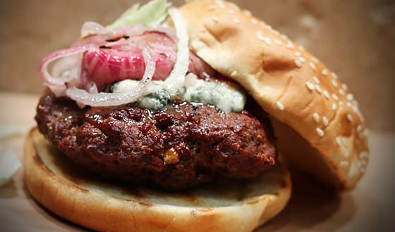 Shallot and blue cheese elk burgers