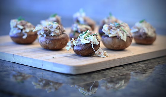stuffedmushrooms Elk stuffed portabella’s with smoked gouda and sweet onion