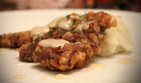 chickenfried2 Chicken fried elk tenders with garlic horseradish mashed potatoes