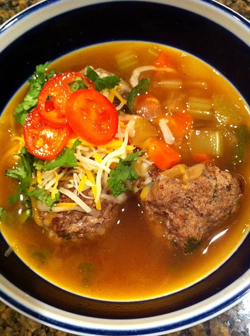 elk albondigas soup with mini meatballs