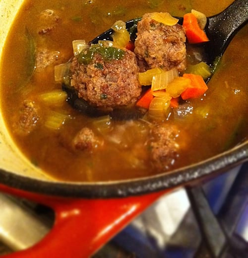 elk albondigas soup with mini meatballs