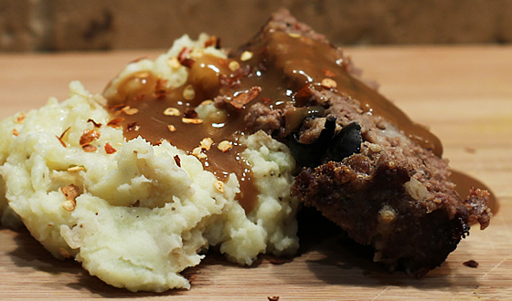 Elk meatloaf with black olives