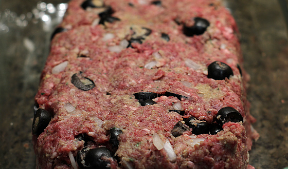Elk meatloaf with black olives