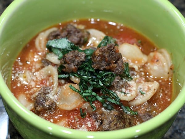 Italian elk sausage soup with orecchiette pasta
