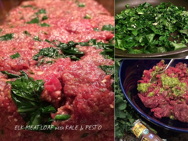 Elk Meatloaf with Kale and Pesto