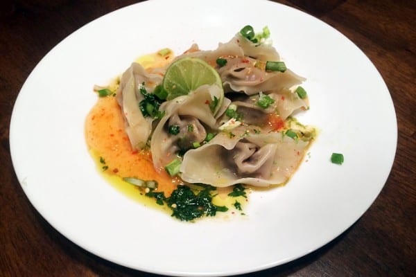 Duck Wontons with Cilantro Lime Dressing
