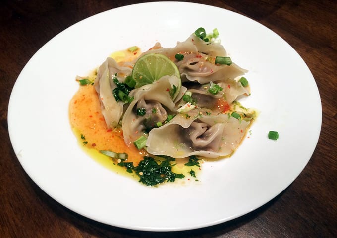 Duck Wontons with Cilantro Lime Dressing