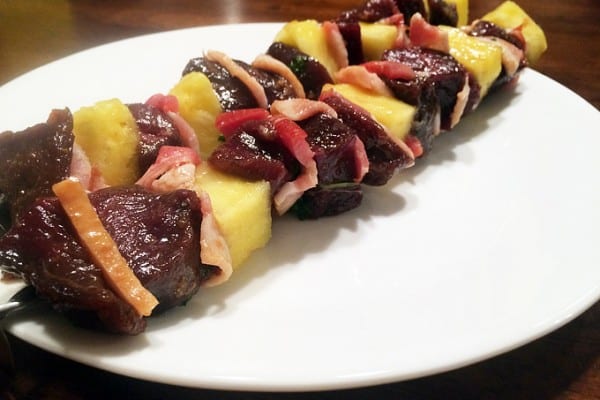 Goose Pineapple and Bacon Skewers