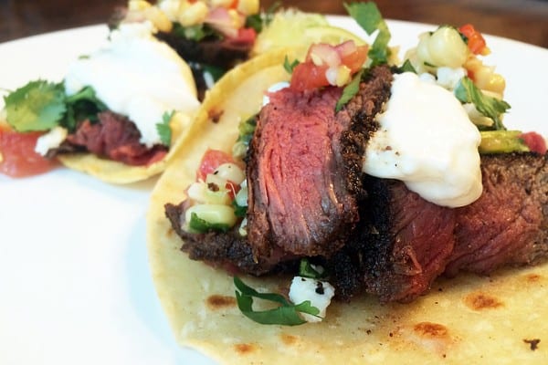 Elk Tacos with Corn and Red Bell Pepper Salsa