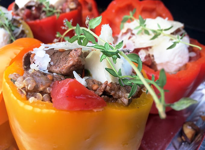 Elk and Quinoa Stuffed Bell Peppers