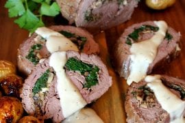 Stuffed Bison Tenderloin with Gorgonzola Cream Sauce