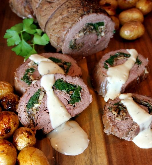 Stuffed Bison Tenderloin with Cream Sauce Wild Game