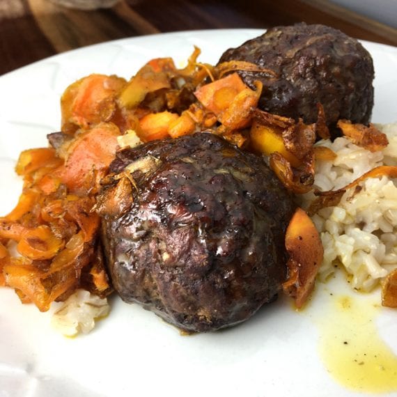 Curried Antelope Meatballs with Braised Carrots