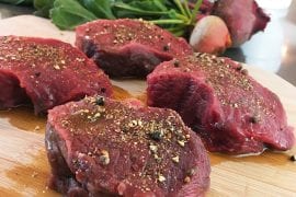 Elk Medallions with Mustard Creme Fraiche Sauce