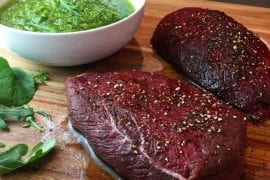 Venison with Arugula/Spinach Pesto