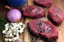 Elk Pepper Steak with Gorgonzola Cream Sauce