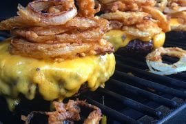 Onion Stacked Elk Cheeseburgers