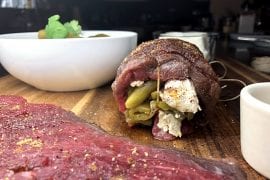 Elk Roulades Stuffed with Cream Cheese and Green Chiles