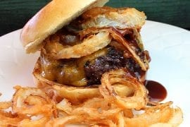 Onion Stacked Elk Cheeseburgers