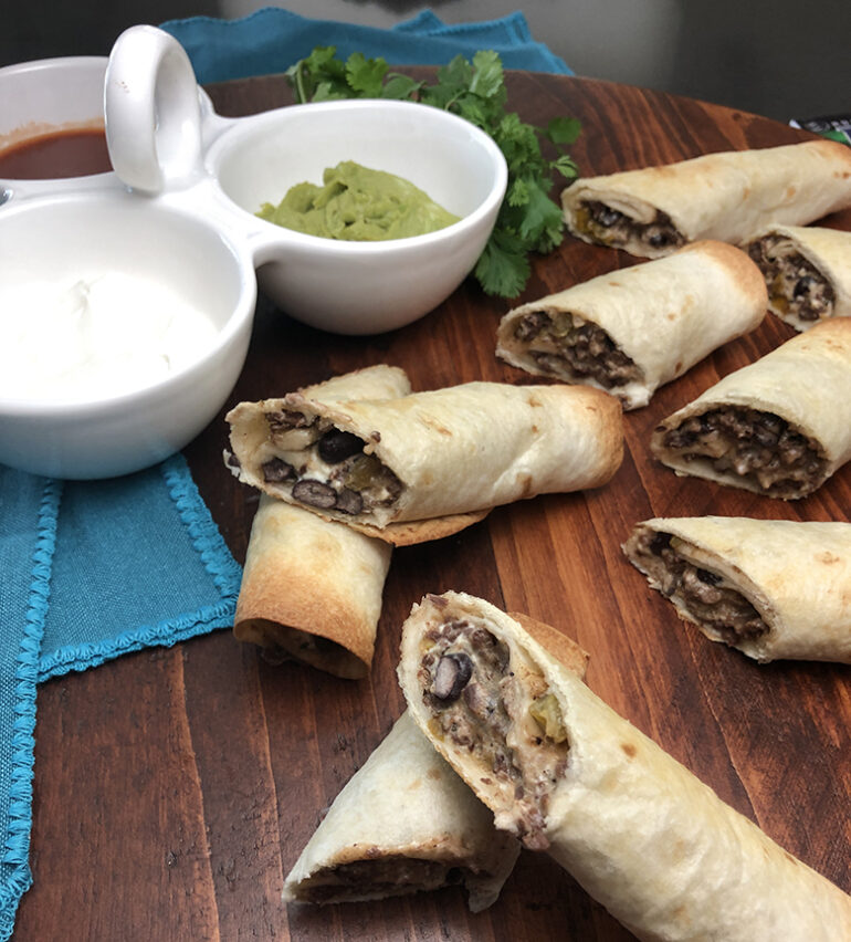 Elk and Black Bean Flautas