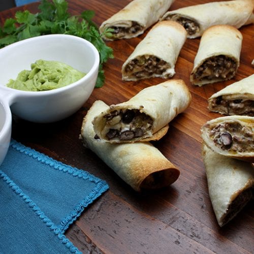Elk and Black Bean Flautas