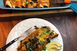 Elk Enchiladas with a Spicy Red Sauce