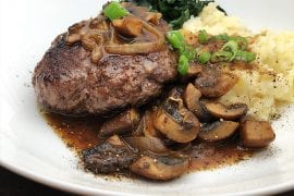 Venison Bruger with Mushroom Shallot Gravy