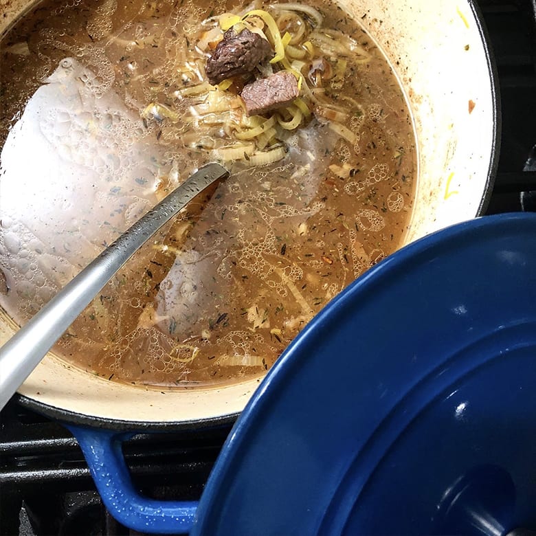 Elk Stew with Leeks and Fingerling Potatoes