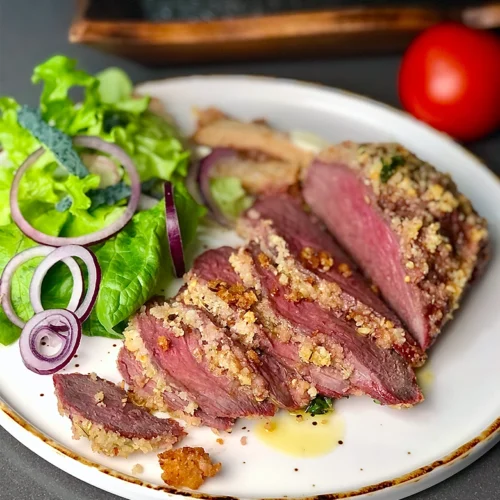 Parmesan Crusted Venison Steaks