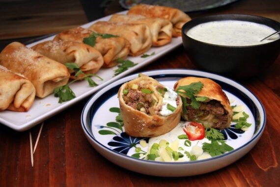 Elk Chimichangas with Cilantro Crema