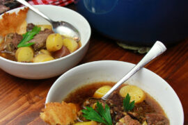 Elk Soup with Leeks and Fingerling Potatoes