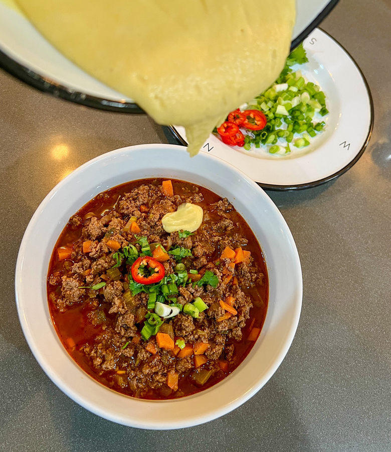 Antelope Chili & Cornbread Chili Casserole