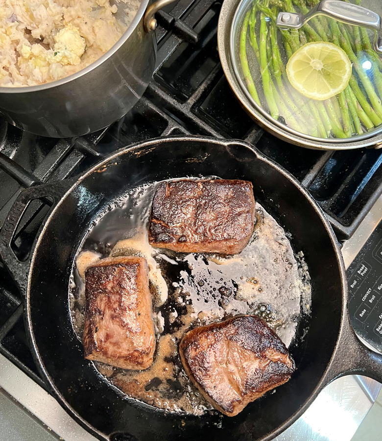 Seared Antelope Steak with Blue Cheese Compound Butter