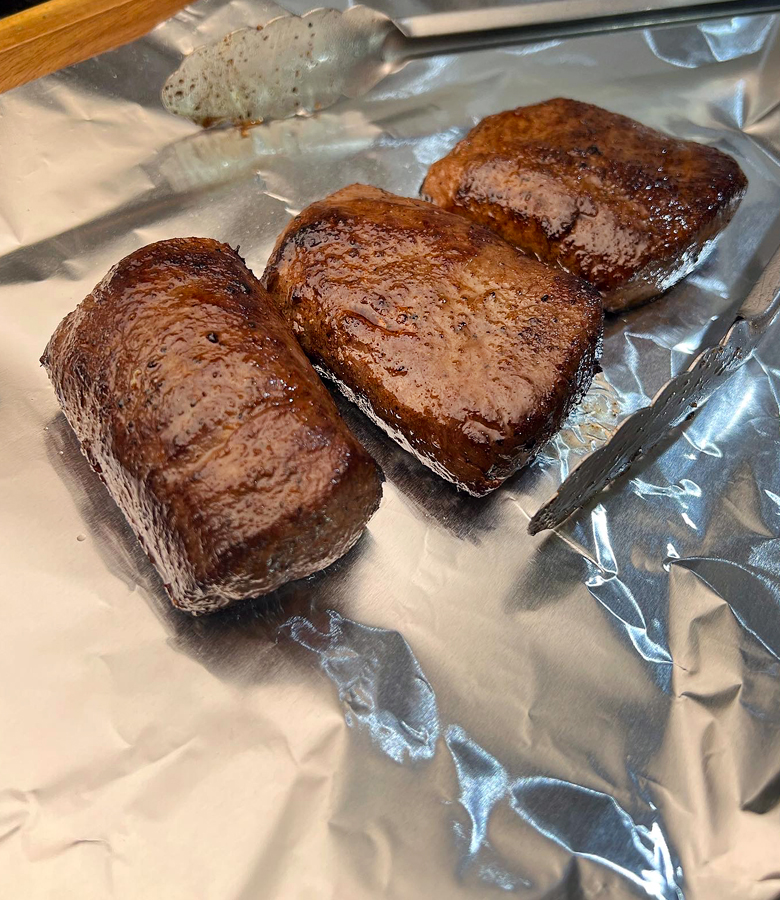 Seared Antelope Steak with Blue Cheese Compound Butter