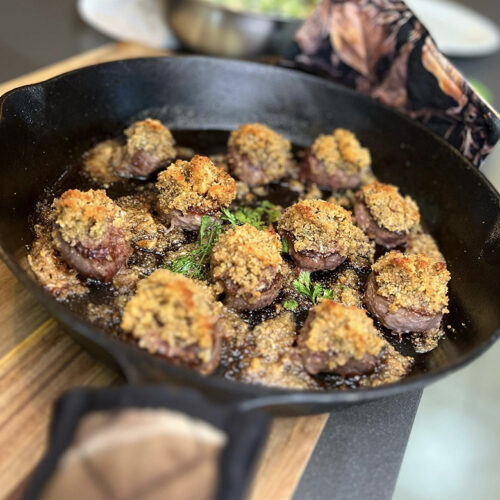 Parmesan-Crusted Venison Eye-o-Round Medallions