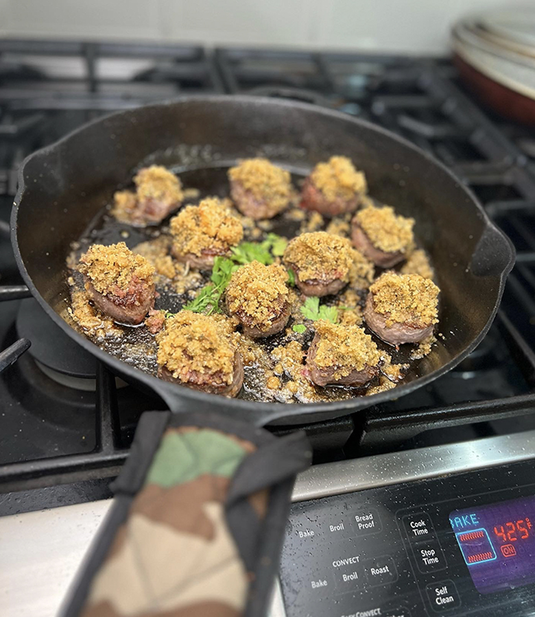 Parmesan-Crusted Venison Eye-o-Round Medallions