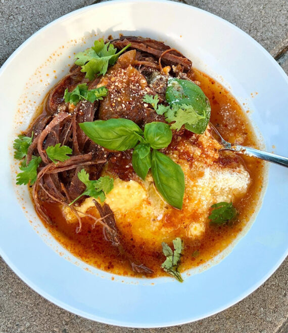 Braised Venison Neck Roast and Creamy Polenta