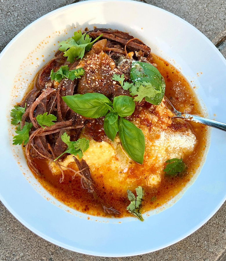 Braised Venison Neck Roast and Creamy Polenta