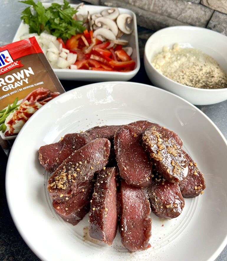 Venison Steak in Rich Brown Gravy
